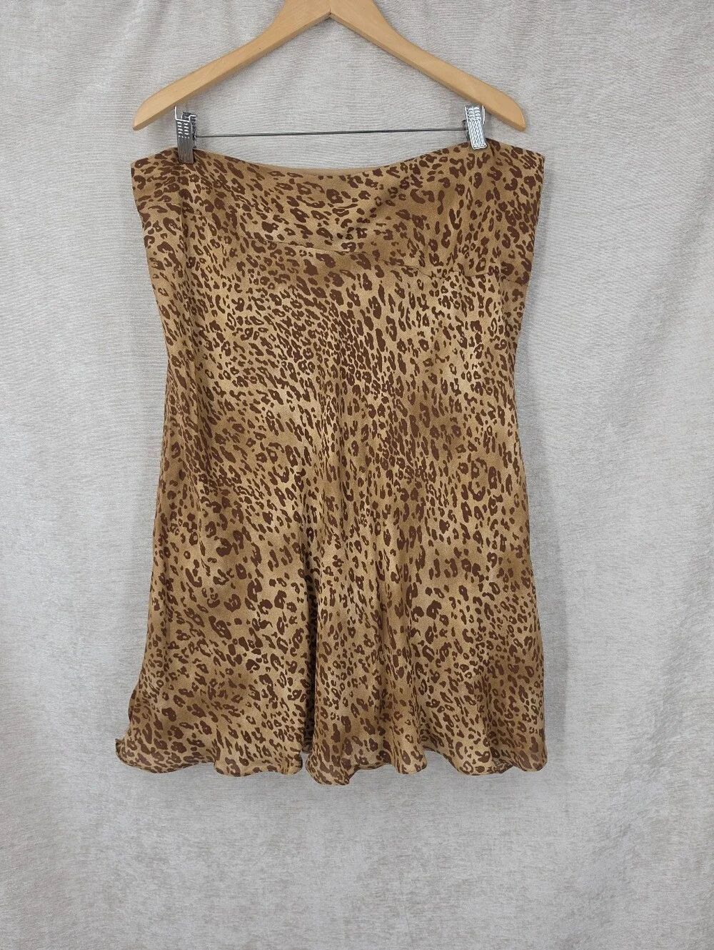 Silk Leopard Animal Print Midi Skirt Brown & Tan